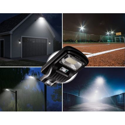 LED prigušiva solarna ulična svetiljka sa senzorom LED/60W/6V 5500 mAh 6500K IP65 crna + daljinski upravljač