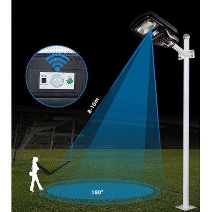 LED prigušiva solarna ulična svetiljka sa senzorom LED/60W/6V 5500 mAh 6500K IP65 crna + daljinski upravljač