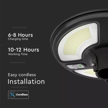 LED solarna ulična lampa sa senzorom LED/7,5W/3,2V IP65 4000K 15000 mAh + daljinski upravljač