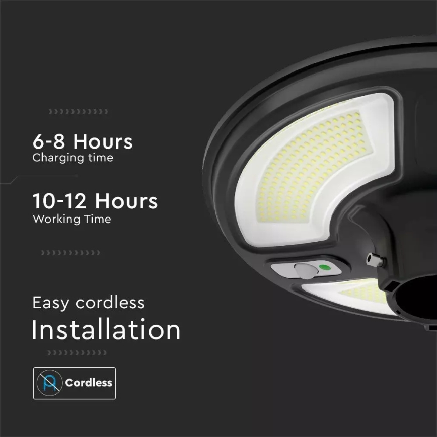 LED solarna ulična lampa sa senzorom LED/7,5W/3,2V IP65 4000K 15000 mAh + daljinski upravljač