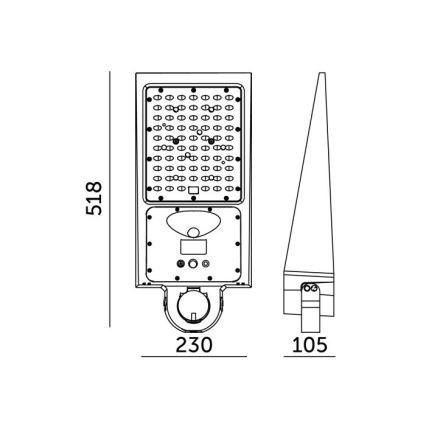 LED prigušiva solarna ulična lampa sa senzorom STREET LED/30W/9,6V 3000/4000K 6000 mAh IP65 + daljinski upravljač