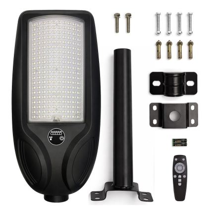 LED prigušiva solarna ulična lampa sa senzorom VENICE LED/200W/3,2V 12000 mAh IP65 crna + daljinski upravljač
