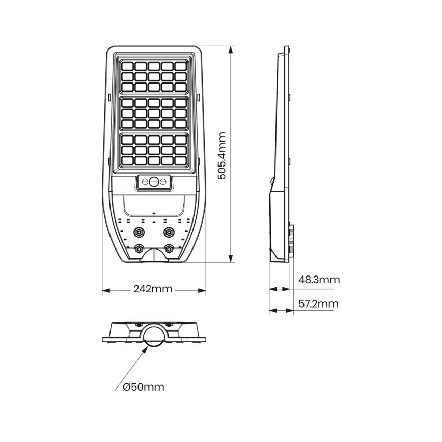 LED solarna ulična lampa VIA 100W/10000 mAh 3,2V 6000K IP54 + daljinski upravljač