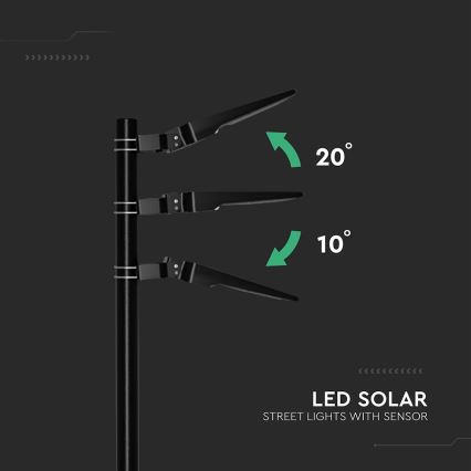 LED solarna ulična svetiljka sa senzorom LED/20W/7,4V IP65 5400 mAh