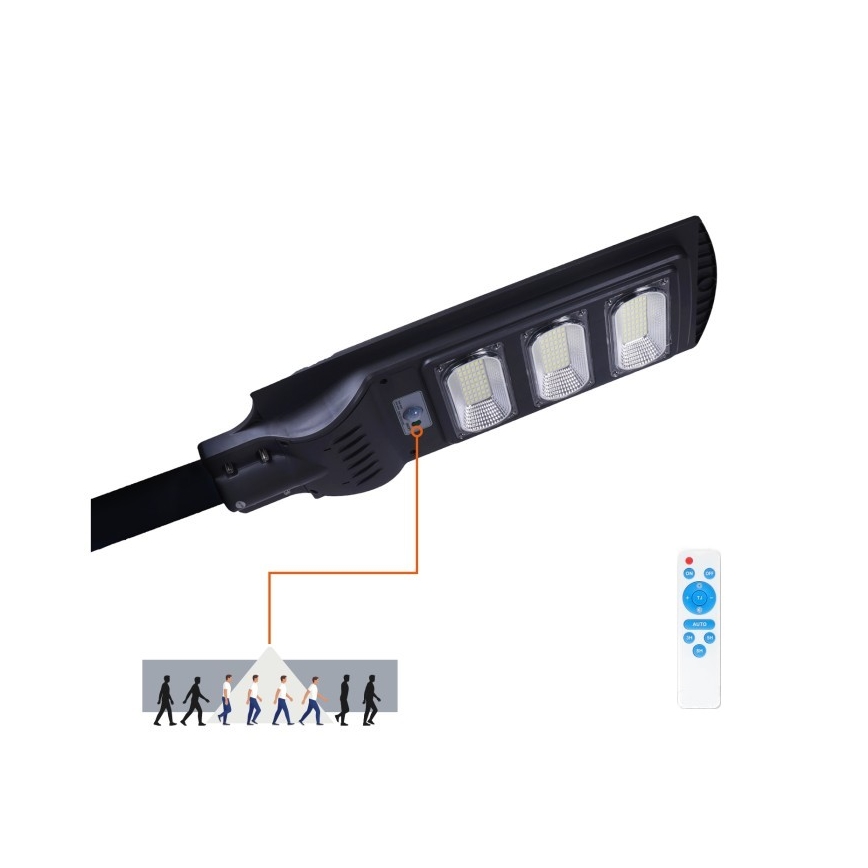 Prigušiva LED solarna ulična lampa sa senzorom pokreta i sumraka URBI LED/8W/3,2V 6500K IP54 10000 mAh + daljinski upravljač