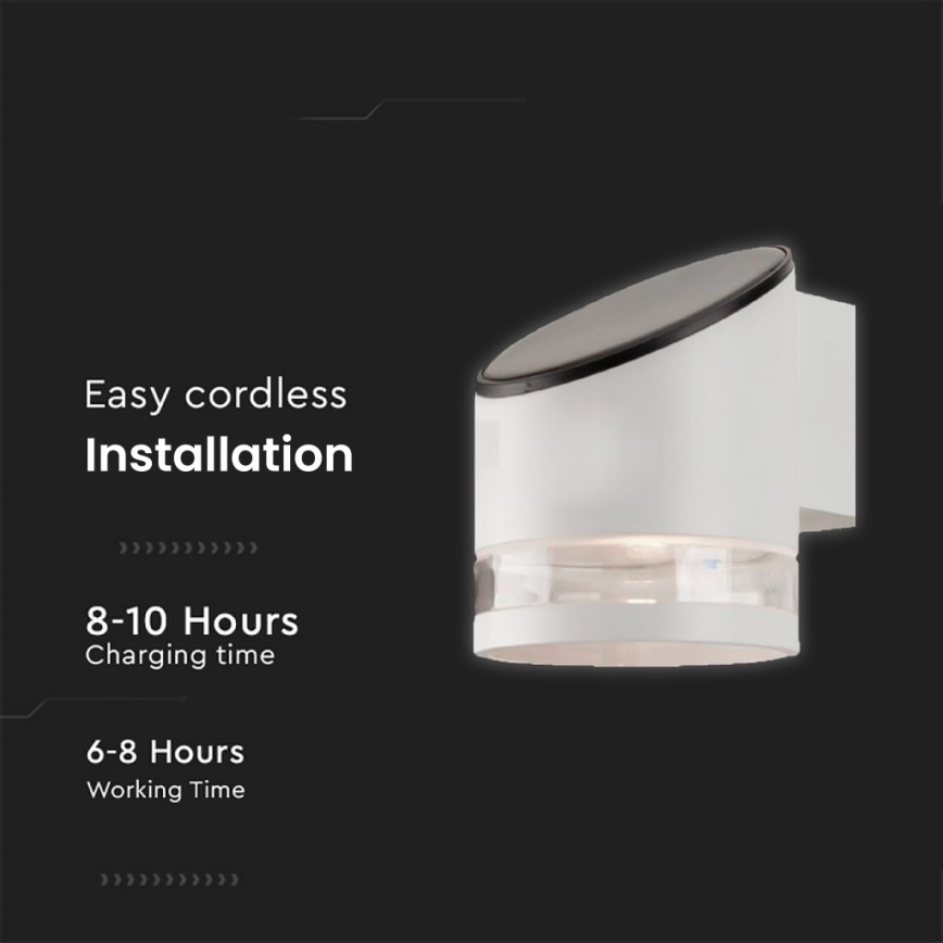 LED solarna zidna lampa LED/1W/3,7V 3000K IP54 1200 mAh bela