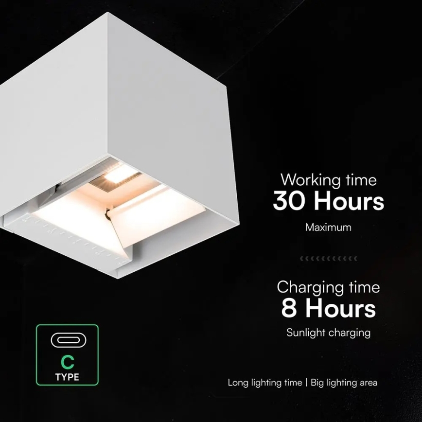 LED solarno zidno svetlo sa senzorom LED/9W/3,7V 3000/4000/5000K IP65 2600 mAh belo