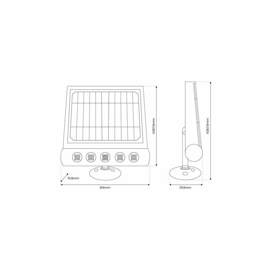 LED solarna zidna lampa sa senzorom pokreta i sumraka LED/8W/3,7V 4000 mAh 4000K IP65