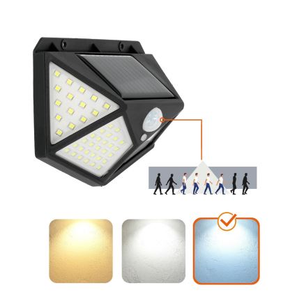 LED solarna zidna svetiljka sa senzorom LED/1W/3,7V 6500K IP44 1200 mAh