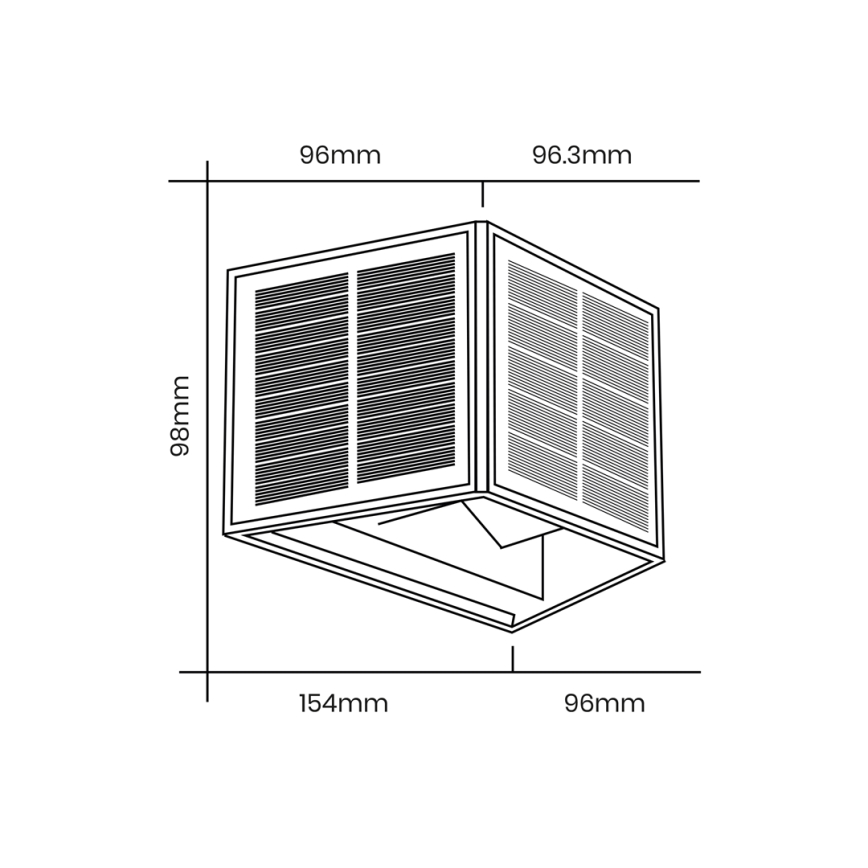 LED solarna zidna svetiljka WINGS LED/2W/1200 mAh 3,7V 3000K IP54 crna