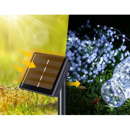 LED solarni dekorativni lanac 100xLED/1,2V 800 mAh 7 m IP44 crni