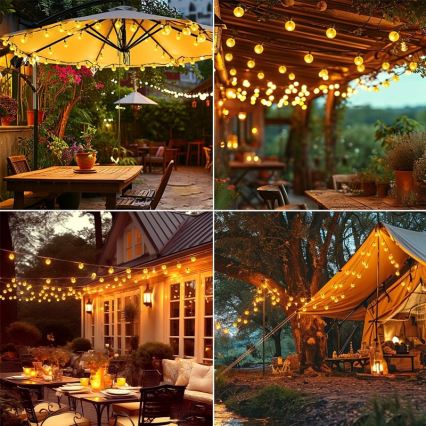 LED solarni dekorativni lanac 30xLED/8 funkcija 500 mAh 6,5 m IP67 topla bela