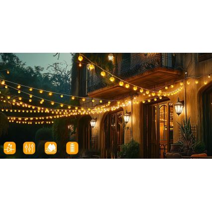 LED solarni dekorativni lanac 50xLED/8 funkcija 500 mAh 9,5 m IP67 topla bela