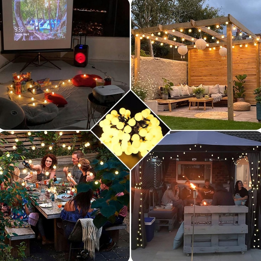 LED Solarni dekorativni lanac 50xLED/8 funkcija 500 mAh 9,5 m IP67 topla bela