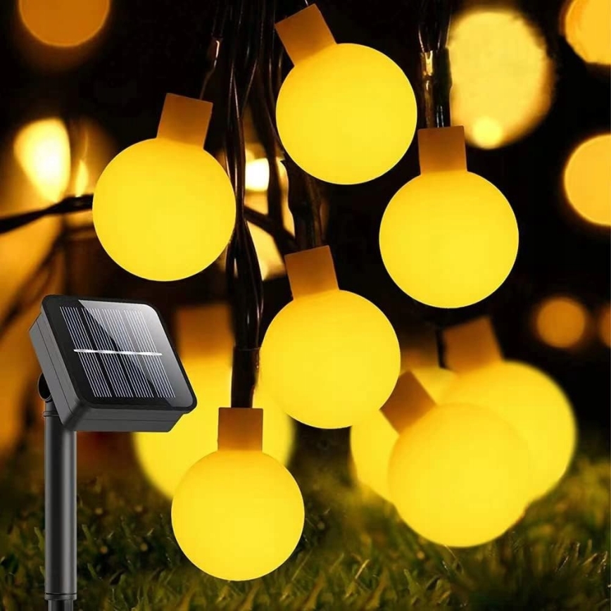 LED Solarni dekorativni lanac 50xLED/8 funkcija 500 mAh 9,5 m IP67 topla bela