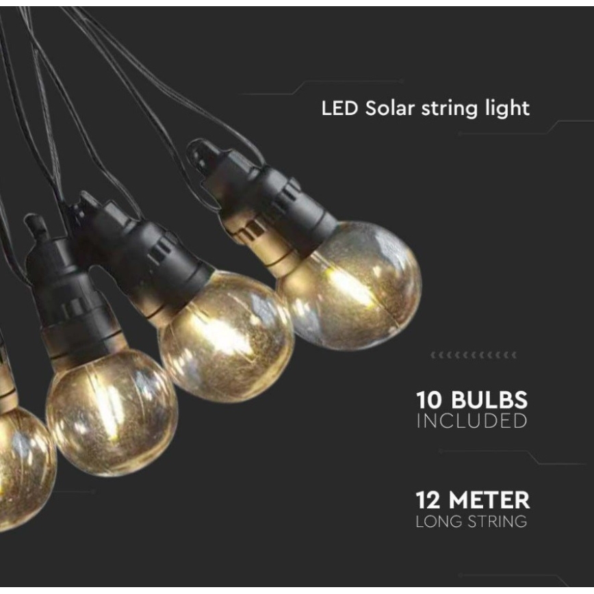 LED Solarni niz 10xLED/0,5/4,5V 12 m 3000K IP44 1200 mAh + daljinski upravljač