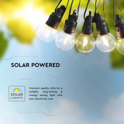 LED Solarni niz 10xLED/0,5/4,5V 12 m 3000K IP44 1200 mAh + daljinski upravljač
