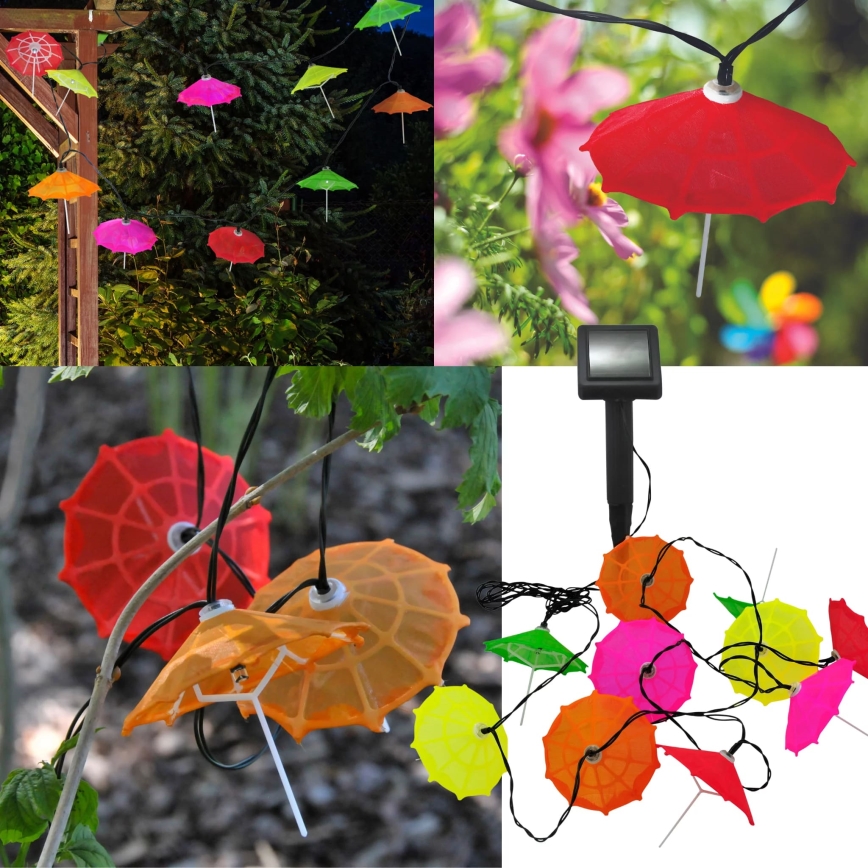 LED solarni lanac 10×LED/1,2 V 300 mAh 3,8 m IP44 za kišobrane