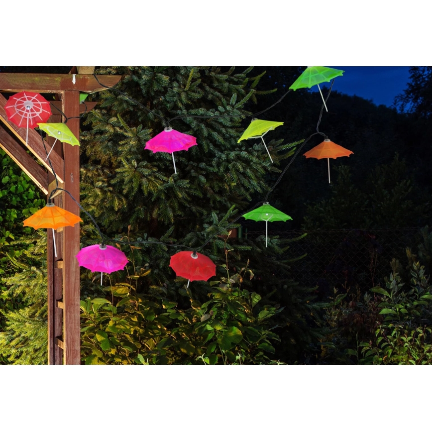 LED solarni lanac 10×LED/1,2 V 300 mAh 3,8 m IP44 za kišobrane