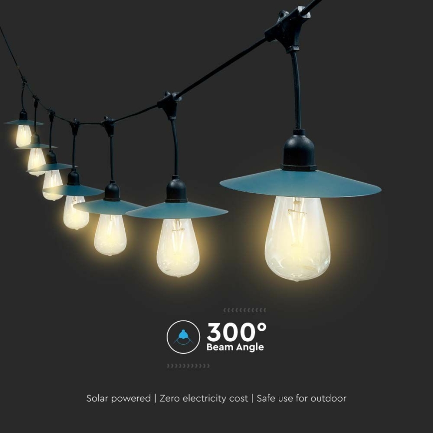 LED solarni lanac 15xLED/0,2W/3,7V 15,6 m 3000K IP44 2400 mAh