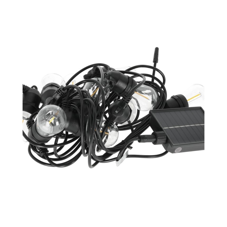 LED prigušiva solarna dekorativna girlanda STARLIGHT NEO 20xE27/3,7V 2700K IP54 1200 mAh 11,5m + daljinski upravljač