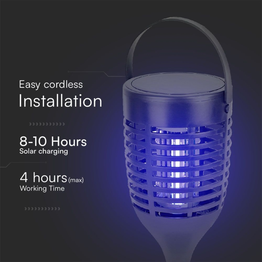 LED solarni lapač insekata 3u1 LED/1,3W/3,7V IP24 20 m² 2200 mAh