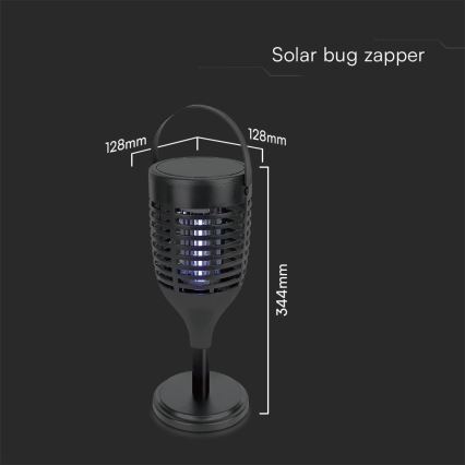 LED solarni lapač insekata 3u1 LED/1,3W/3,7V IP24 20 m² 2200 mAh