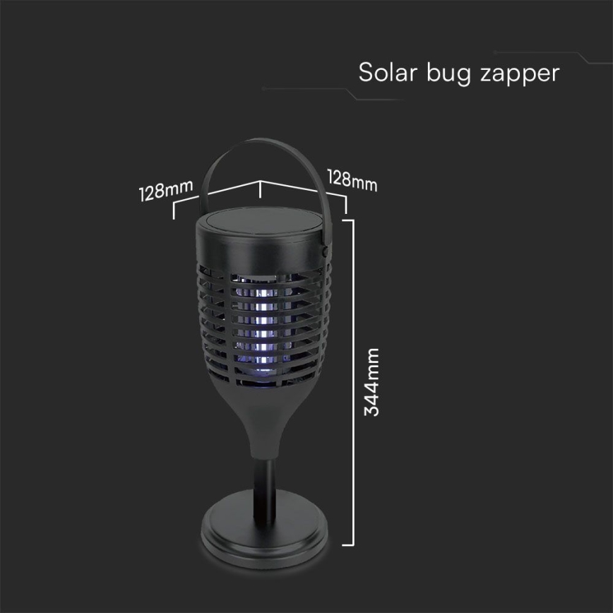 LED solarni lapač insekata 3u1 LED/1,3W/3,7V IP24 20 m² 2200 mAh