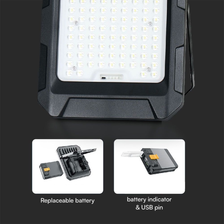 LED solarni reflektor LED/10W/3,7V IP65 4000K 8000 mAh crna + daljinski upravljač