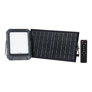 LED Solarni reflektor LED/15W/3,7V IP65 4000K 12000 mAh crni + daljinsko upravljanje