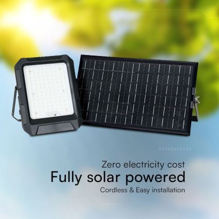 LED Solarni reflektor LED/15W/3,7V IP65 4000K 12000 mAh crni + daljinsko upravljanje