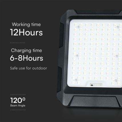 LED Solarni reflektor LED/15W/3,7V IP65 4000K 12000 mAh crni + daljinsko upravljanje