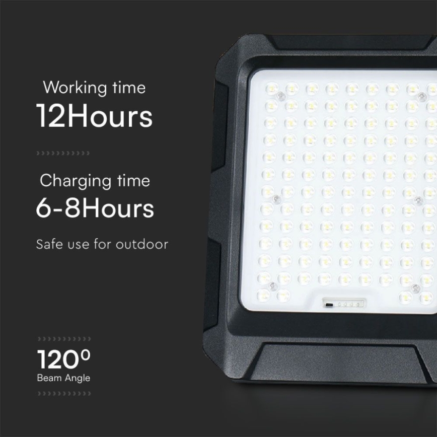 LED Solarni reflektor LED/15W/3,7V IP65 4000K 12000 mAh crni + daljinsko upravljanje