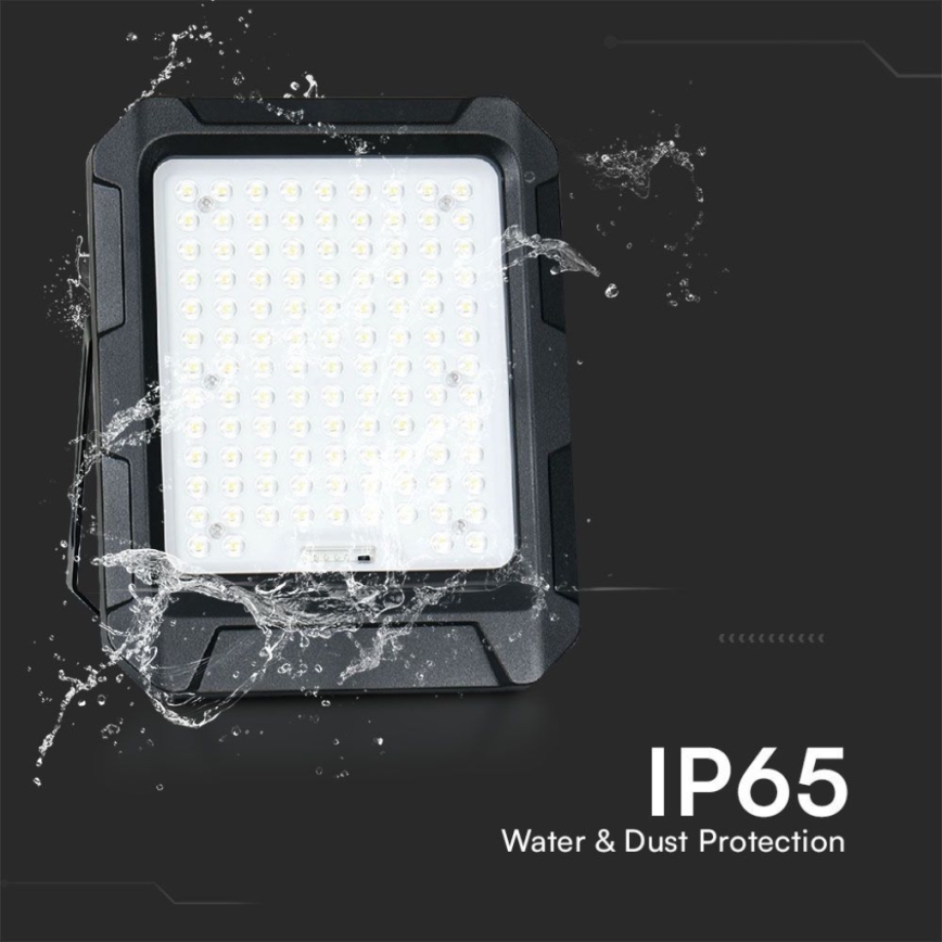 LED Solarni reflektor LED/15W/3,7V IP65 4000K 12000 mAh crni + daljinsko upravljanje