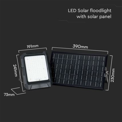 LED Solarni reflektor LED/15W/3,7V IP65 4000K 12000 mAh crni + daljinsko upravljanje