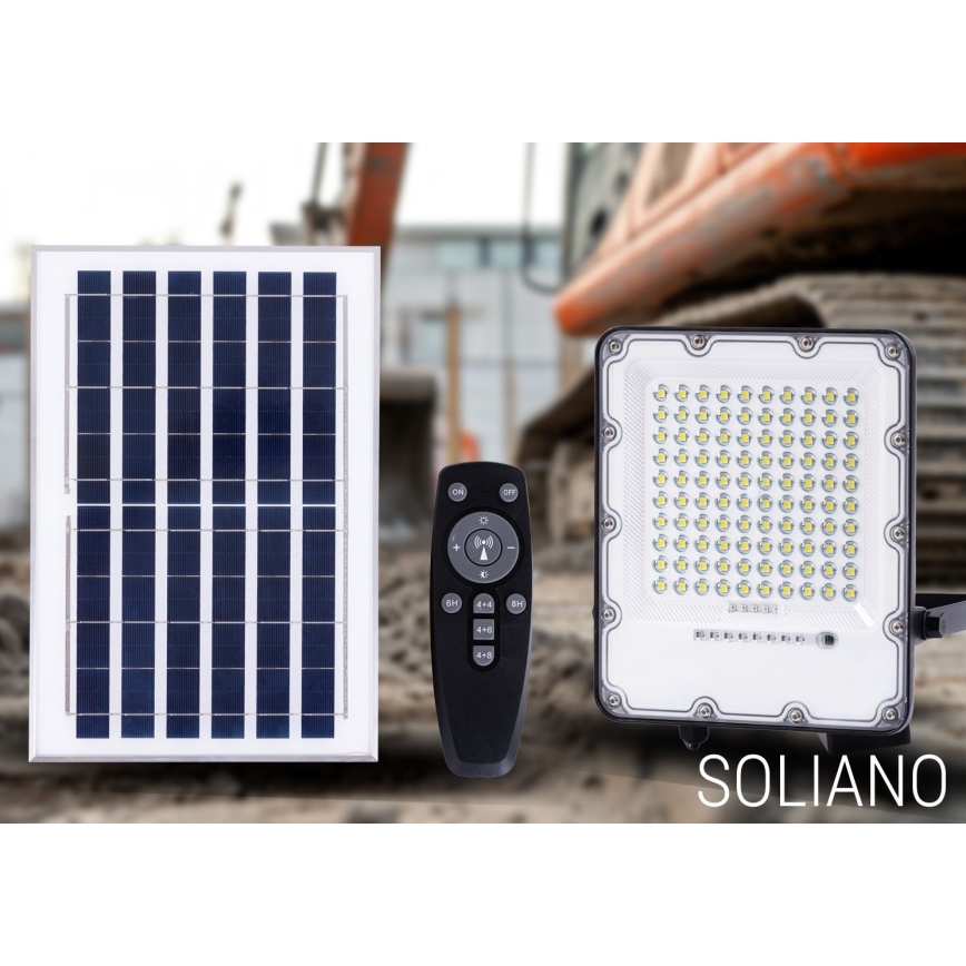 LED prigušiva solarni reflektor LED/50W/3,2V 4500K IP65 crni + daljinski upravljač