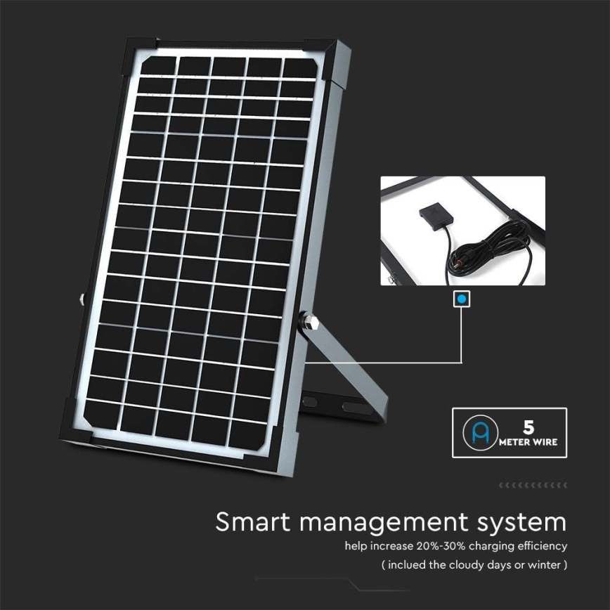 LED solarni reflektor sa senzorom LED/30W/6,4V 4000K 6000 mAh + daljinski upravljač