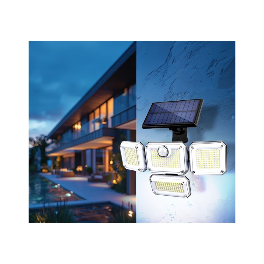LED solarni reflektor sa senzorom GLOW LED/2,5W/3,7V 6500K IP44 2400 mAh + daljinski upravljač