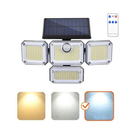 LED solarni reflektor sa senzorom GLOW LED/2,5W/3,7V 6500K IP44 2400 mAh + daljinski upravljač
