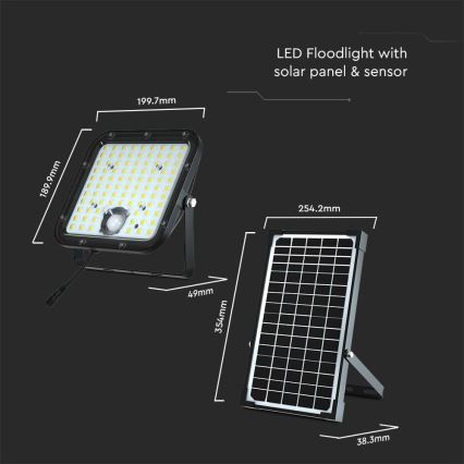 LED solarni reflektor sa senzorom LED/30W/6,4V 6400K 6000 mAh + daljinski upravljač