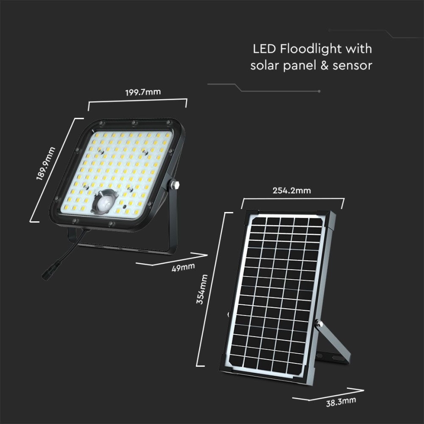 LED solarni reflektor sa senzorom LED/30W/6,4V 6400K 6000 mAh + daljinski upravljač