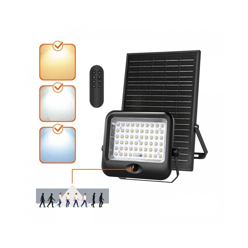 LED solarni reflektor sa senzorom MHCS LED/20W/3,2V 3000/4000/6500K IP65 10000 mAh + daljinski upravljač