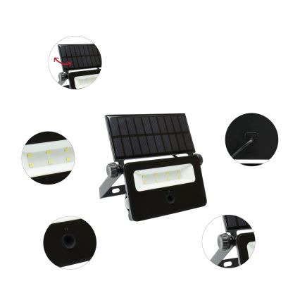 LED solarni reflektor sa senzorom pokreta i sumraka NOCTIS LED/2W/1800 mAh 3,7V 6000K IP65