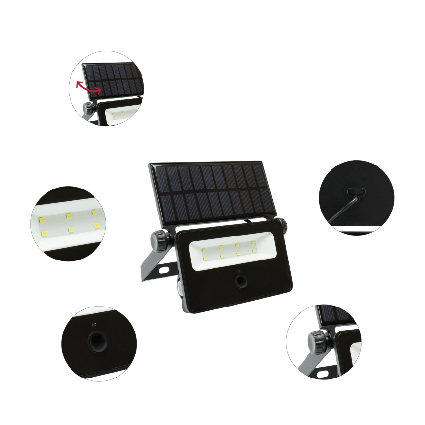 LED solarni reflektor sa senzorom pokreta i sumraka NOCTIS LED/2W/1800 mAh 3,7V 6000K IP65