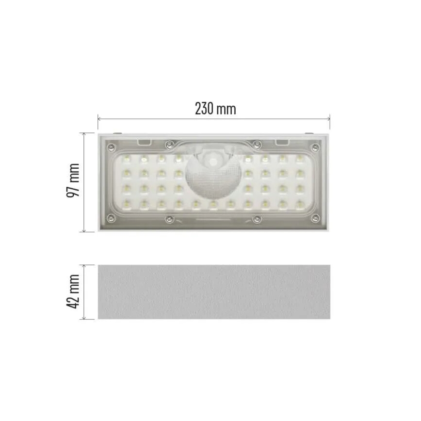 LED solarni reflektor sa senzorom pokreta, LED 3,7 V 3000 mAh, 4000 K, IP65, bela