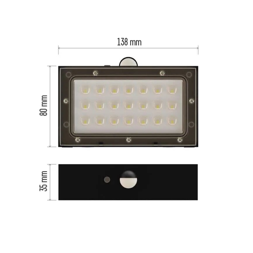 LED solarni reflektor sa senzorom pokreta LED/3,7V 1200mAh 4000K IP65 crna