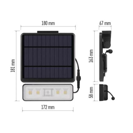 LED solarni reflektor sa senzorom pokreta LED/3,7V 2500mAh 4000K IP54