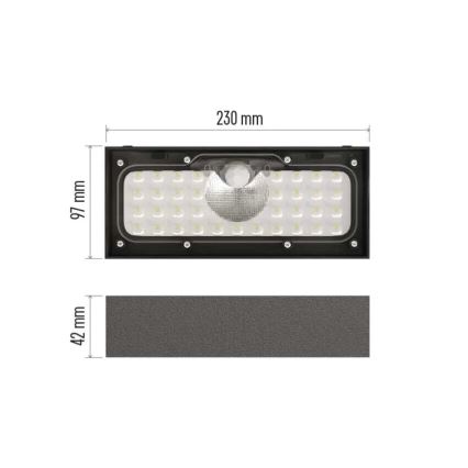 LED solarni reflektor sa senzorom pokreta LED/3,7V 3000mAh 4000K IP65 crn