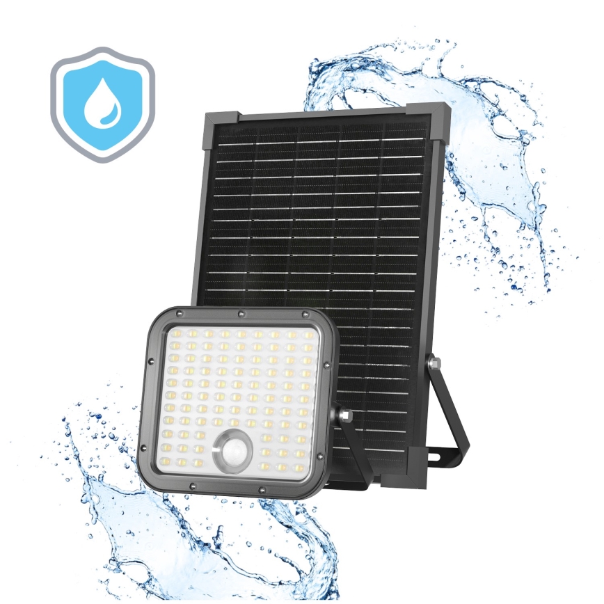 LED solarni reflektor za spoljašnju upotrebu sa senzorom, 30W/6,4V, IP65, 3000/4000K, 6000 mAh + daljinski upravljač