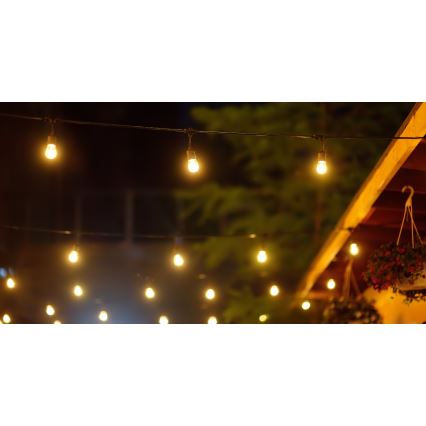 LED prigušiva solarna spoljašnja girlanda PARTY 10xE27/3,7V 1800 mAh 10 m IP44 + daljinski upravljač